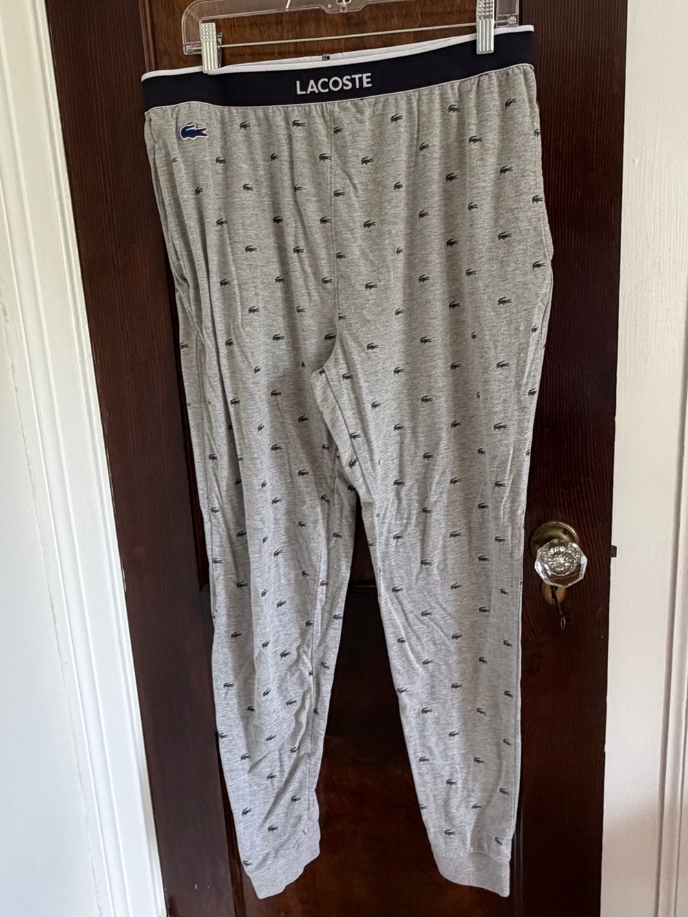 Lacoste Heather Gray Logo-Print Lounge Pants